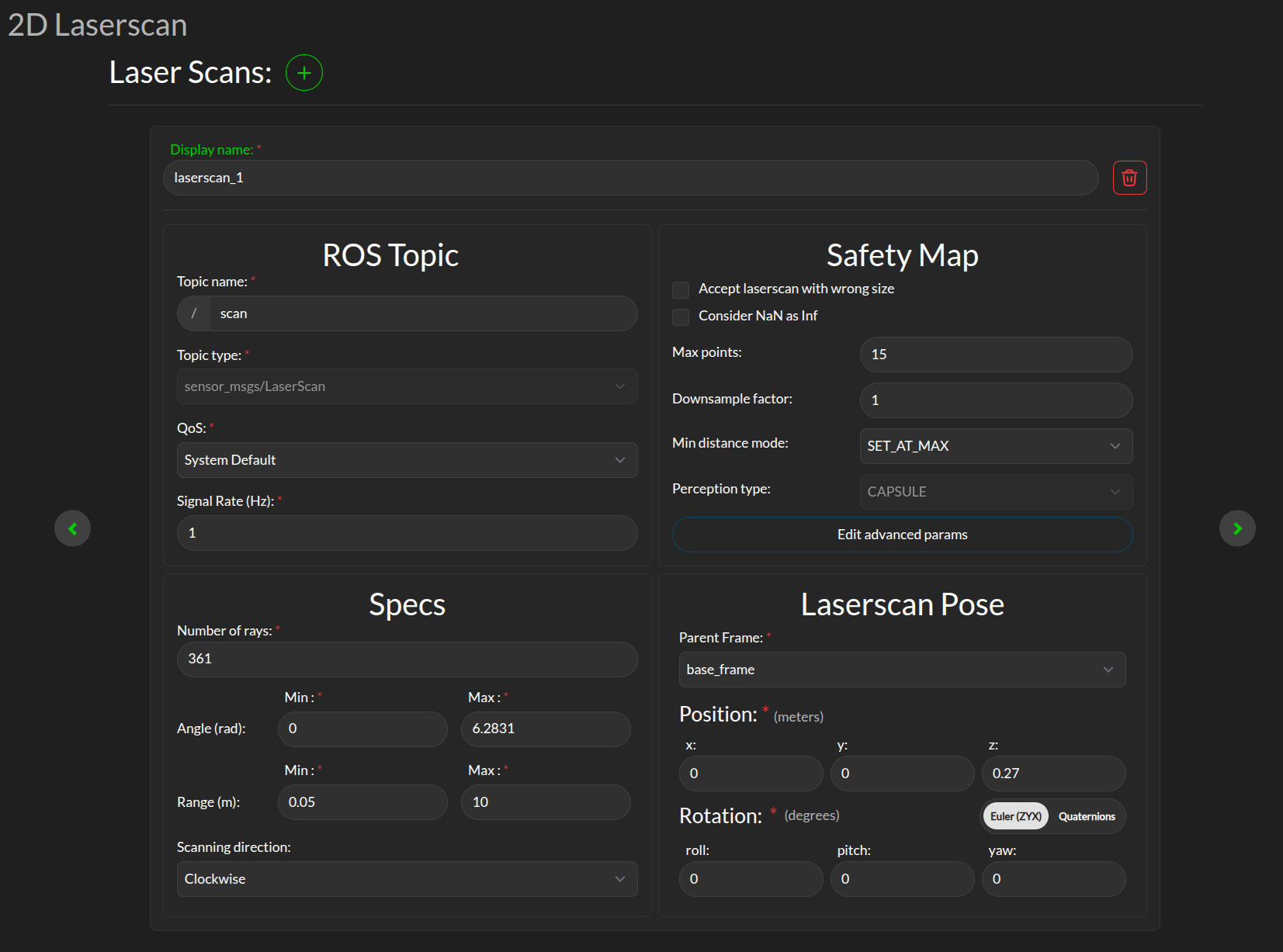 Configuration > Laserscan Tab
