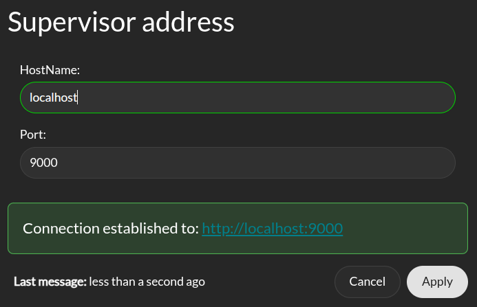 Supervisor connection dialog.